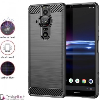 Carbon guminis dėklas - juodas (Sony Xperia Pro-I)